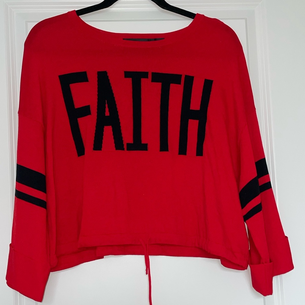 UNWORN cropped “FAITH” New York & Company sweater